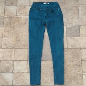 Levis Teal Pin Stripe Funky Skinny Pant Leggings